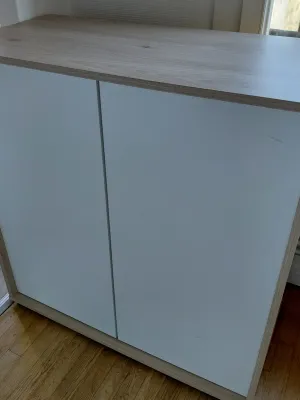 Buffet bas deux portes bois et blanc